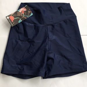 Navy blue tummy tuck swim shorts